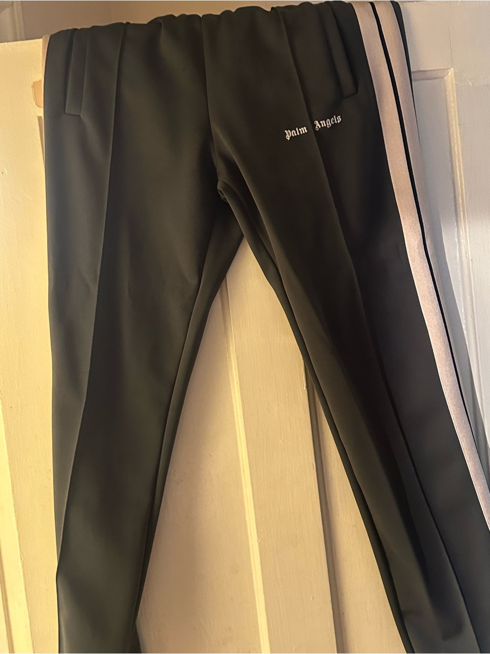 Palm Angels Black Track Pants with White Side Stripe